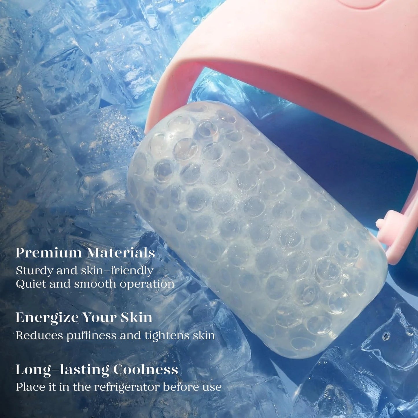 Ice Roller & Gua Sha – Cryotherapy Face Massager (Pink)