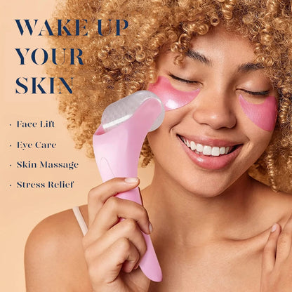 Ice Roller & Gua Sha – Cryotherapy Face Massager (Pink)