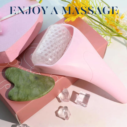 Ice Roller & Gua Sha – Cryotherapy Face Massager (Pink)