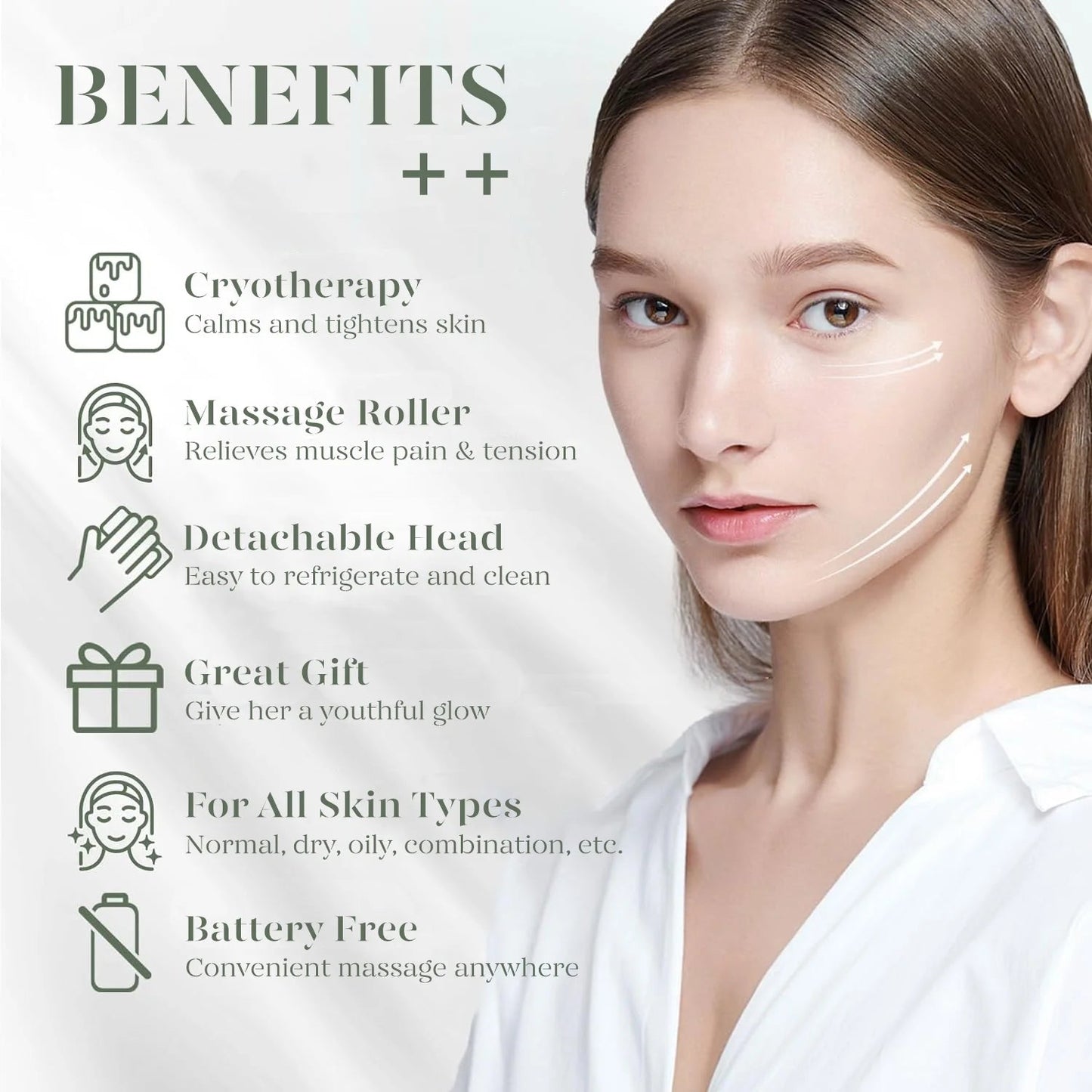 Ice Roller & Gua Sha – Cryotherapy Face Massager (Pink)