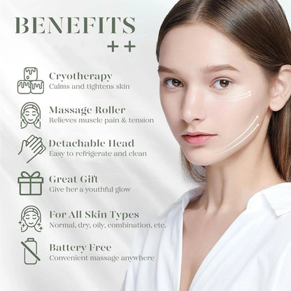 Ice Roller & Gua Sha – Cryotherapy Face Massager (Pink)